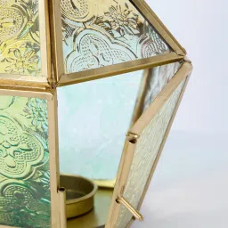 Westside Home Multicolour Hexagonal Glass Lantern image 3