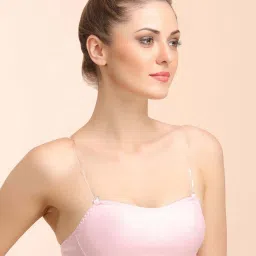 Clovia Pink Solid Bandeau Bra image 3
