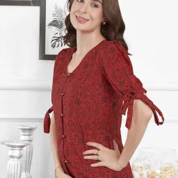 SELVIA Maroon Printed Top image 3