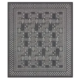 JaipurFabric Black & Grey Pure Cotton 210 TC Polygons Dabu Double Bedsheet with 2 Pillow Covers image 3