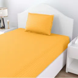 JaipurFabric Mango Yellow Poly Cotton 150 TC Single Bedsheet with 1 Pillow Cover image 3