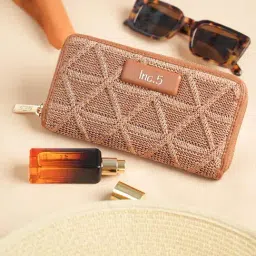 Inc.5 Tan Textured Zip Around Wallet For Women-picture-44