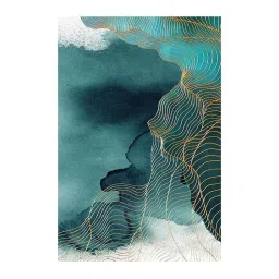 999Store Blue Canvas Abstract Painting With Golden Lines image 3