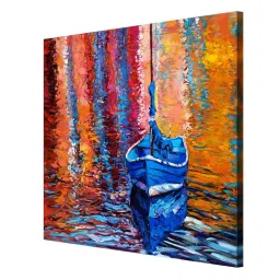 999Store Multicolor Canvas Boat Reflections Wrapped Painting image 3
