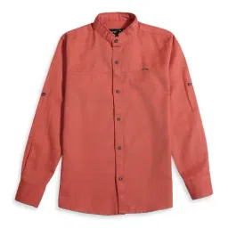 Cavio Kids Orange Solid Full Sleeves Shirt-picture-30