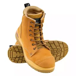 Mallcom Steel Toe Safety Shoes High Ankle PU Sole Double Density Khaki Leather Size UK 10, Scar W image 1