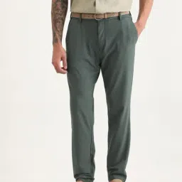 Rare Rabbit Olive Polyester Solid Regular Fit Trousers-picture-38