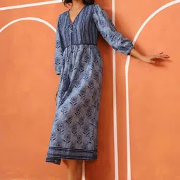 Jaipur Morni Women Floral Printed Pure Cotton Flared Maxi Ethnic Dresses image 3