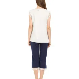 Soie Grey & Navy Cotton Printed Capri Set image 2