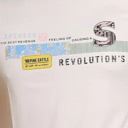 PULAKIN Typography Printed Round Neck Cotton T-shirt image 3