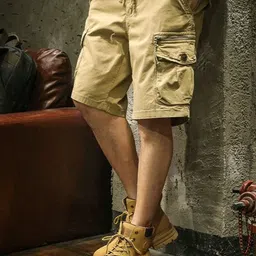 StyleCast x Revolte Men Solid Mid-Rise Loose Fit Cargo Shorts-image-67