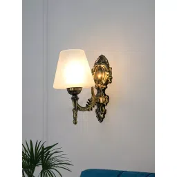 Fos Lighting Wall Light 40 W Mild Steel Brass Antique, Corn-MS-BRSA-TaperFrost-WL1 image 2