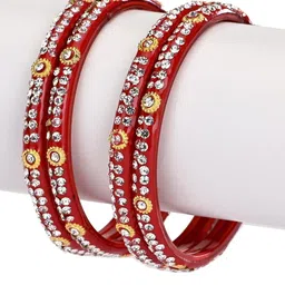SOMIL Set Of 28 Black and Red Glass Artificial Stones Bangles image 3
