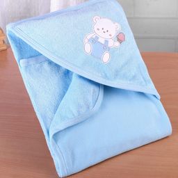 Simply Terry Cotton Knit Teddy Bear Embroided Hooded Towel L 80 x B 77 cm- Light Blue-picture-36
