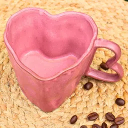 WEAVING HOMES Dusty Pink Heart Shaped Mug With beautiful Pink Color Drinkware Mug 220 ml-image-78