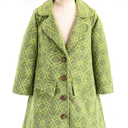 Enfance Full Sleeves Geometric Printed Blazer - Green-picture-25