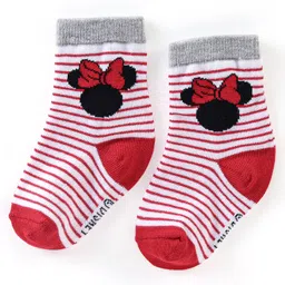cute walk by babyhug Cute Walk Disney By Babyhug Anti Bacterial Ankle Length Socks Minnie Mouse Design Pack Of 3 - Multicolour image 2