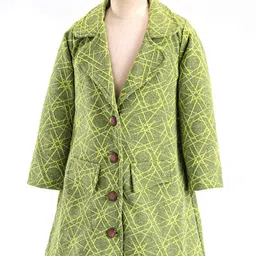 Enfance Full Sleeves Geometric Printed Blazer - Green image 2