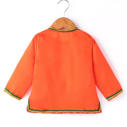 Babyhug Woven Full Sleeves Jamna Set with Forehead Cap & Waistband - Orange image 3