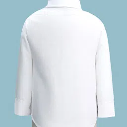 Radutu Full Sleeves Solid 3 Piece Party Suit With Bow Set - Dull Brown & White image 3