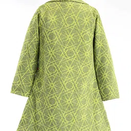 Enfance Full Sleeves Geometric Printed Blazer - Green image 3