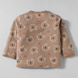 Pink Rabbit Single Jersey Knit Full Sleeves Jhablas with Bear & Vehicle Print Pack of 2 - Light Brown & Pink image 3