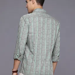 Louis Philippe Sport Super Slim Fit Micro Checked Pure Cotton Casual Shirt image 5