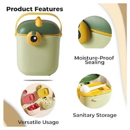 Comercio DINO PRINT 550Ml Baby Formula Dispenser with Scoop, Food grade PP Double Layer Anti-Leak Milk Powder Dispenser Container - Color & Design May Vary image 5