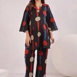 Ikk Kudi by Seerat Geometric Printed V-Neck Pure Cotton Maternity Straight Kurta & Trouser-picture-41