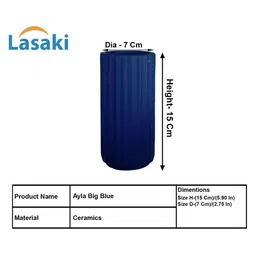 LASAKI Ayla Blue Textured Ceramic Flower Vase image 4