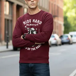 Moda Rapido Men Burgundy Printed Sweatshirt image 3