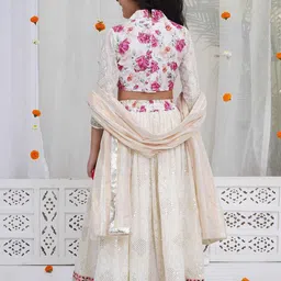 Little Bansi Girls Embroidered Sequinned Ready to Wear Lehenga & Blouse With Dupatta image 5