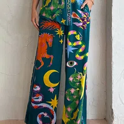 LULU & SKY Women Floral Printed Loose Fit High-Rise Trousers-picture-37