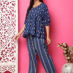 TAG 7 Printed Pure Cotton Top With Trouser Night Suit image 5