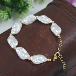 V FASHION JEWELLERY Women Pearls Gold-Plated Link Bracelet-picture-24