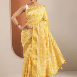 Libas Ethnic Motifs Zari Silk Blend Saree image 3