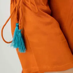 DMP FASHION Floral Yoke Design Tie up Neck Thread Work A-Line Kurti image 5