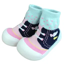 U-grow Anti-Skid Soft Socks Shoes Dot Design  - Blue Pink-image-46