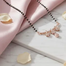 Opal Touch Rose Gold-Plated Artificial Stones Studded & Beaded Mangalsutra-image-21