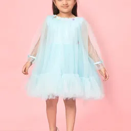 Muhuratam Turquoise Blue Nylon Dresses-picture-32