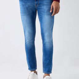 SPYKAR Men Purist Slim Fit Mid-Rise Light Fade Stretchable Cropped Jeans-picture-1