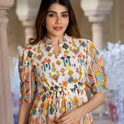 KALINI Print Puff Sleeve Fit & Flare Maxi Dress image 5