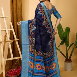 DIVASTRI Kalamkari Printed Zari Saree image 4