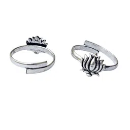 UnfoldSelf 2-Pcs Silver-Plated Oxidised ToeRings image 3