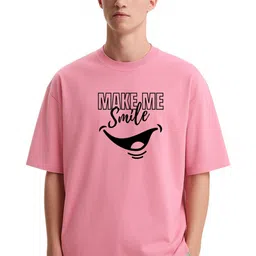 Fashnobic Men Dri-FIT Trendy Make Me Smile Printed Round Neck Cotton Oversized T-shirt-image-85