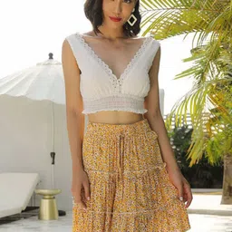 DressBerry Printed Mini Flared Skirt-image-8