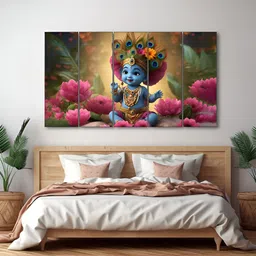The Castle Decor Blue & Green 5 Piece Wood Other Wall Paintings-picture-18