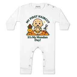 Arvesa Kids-Unisex White Cotton Rompers-picture-29