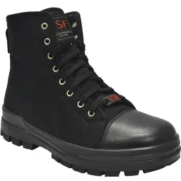 TSF Premium Men Black Solid Round Toe Leather Boots-image-1