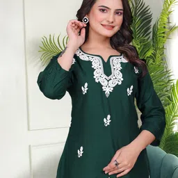 MISS CLOTHING Women Ethnic Motifs Embroidered Thread Work Kurti image 2